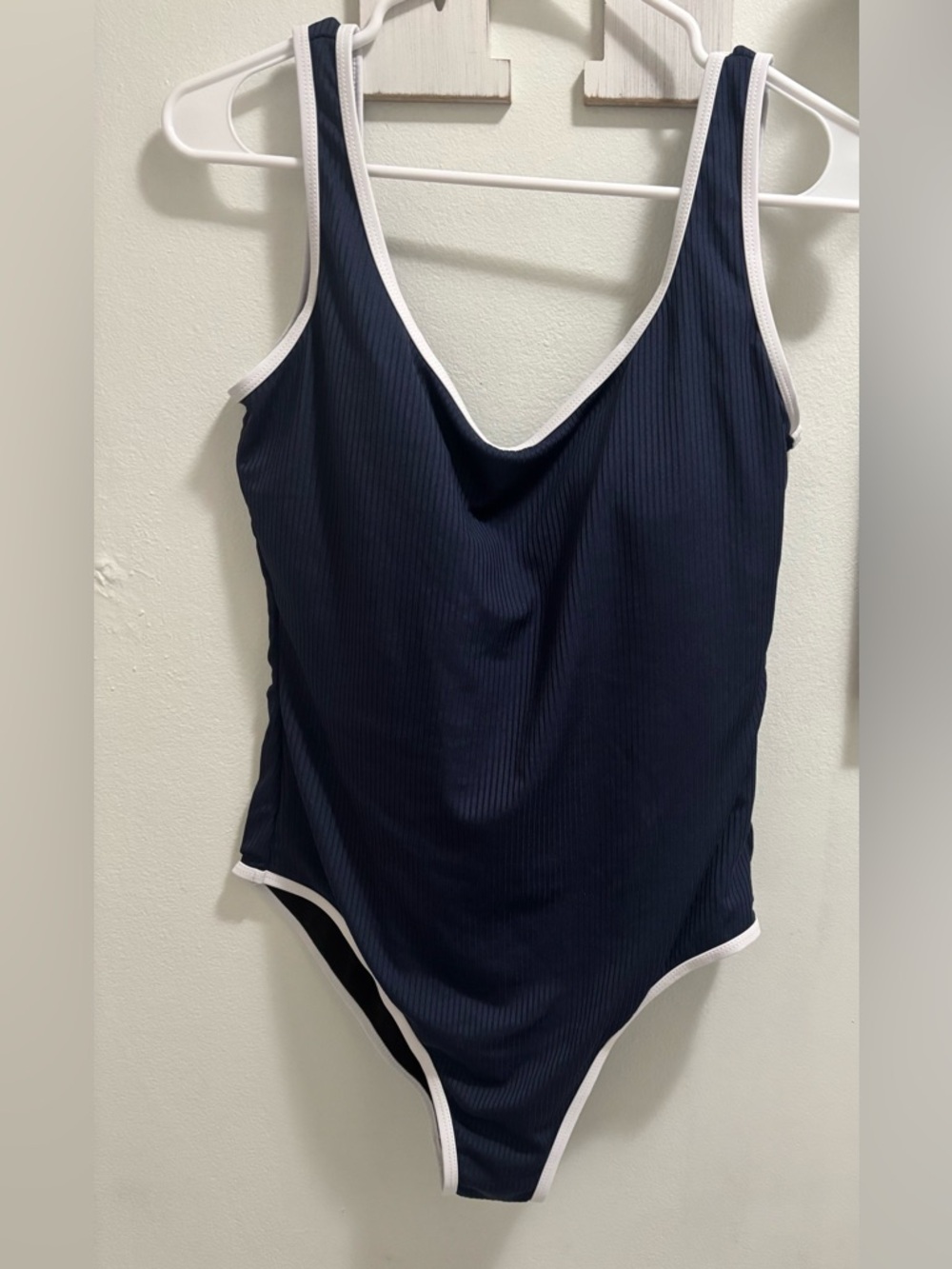 (2/$30) Target Navy One-Piece Swimsuit with White trim